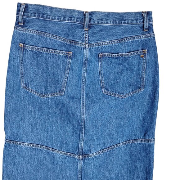Madewell Denim Maxi Skirt Size 31 Medium Blue Wash 23" Slit Down Front Pockets - Picture 7 of 11